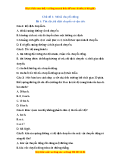 Trắc nghiệm Tốc độ, độ dịch chuyển và vận tốc Vật lí 10 Cánh diều