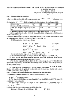 Đề thi HSG Hóa học 11 Trường THPT Chuyên Bắc Giang