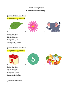 Bài tập trắc nghiệm Tiếng Anh lớp 2 ilearn smart có đáp án