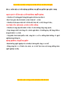 Lý thuyết Bài 1 Địa lí 10 Cánh diều: Môn Địa lí với định hướng nghề nghiệp cho học sinh
