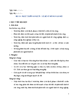 Giáo án Bài 24 Địa lí 12 Cánh diều: Phát triển kinh tế - xã hội ở Đông Nam Bộ