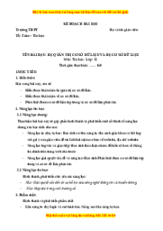 Giáo án Bài 12 Tin 11 Kết nối tri thức: Hệ quản trị cơ sở dữ liệu và hệ cơ sở dữ liệu