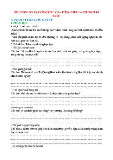 Đề cương ôn tập Cuối kì 1 Tiếng Việt lớp 5 Kết nối tri thức