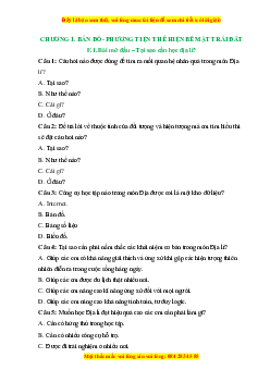 Bộ Trắc nghiệm Địa lí 6 Chân trời sáng tạo (cả năm) có đáp án
