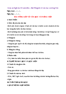 Giáo án Tổng kết về văn học và tiếng Việt (2024) Cánh diều