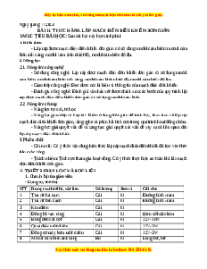 Giáo án Bài 11 Công nghệ 8 Chân trời sáng tạo: Thực hành lắp đặt mạch điện điều khiển đơn giản
