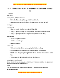 Giáo án Toán 8 Giải bài toán bằng cách lập phương trình bậc nhất Chân trời sáng tạo