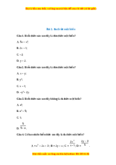 Trắc nghiệm Đa thức một biến Toán 7 Chân trời sáng tạo