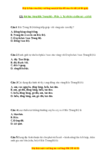 Trắc nghiệm Bài 23 Địa lí 9: Vùng Bắc Trung Bộ