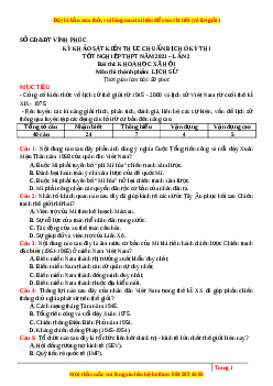 Đề thi thử Lịch Sử Sở Vĩnh Phúc lần 2 năm 2021