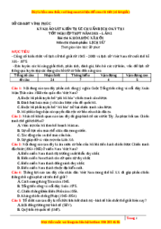 Đề thi thử Lịch Sử Sở Vĩnh Phúc lần 2 năm 2021