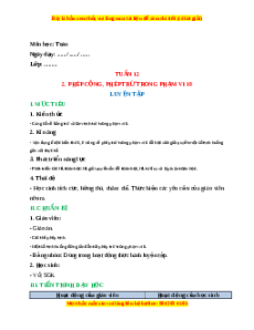 Giáo án Luyện tập Toán lớp 1 Cánh diều