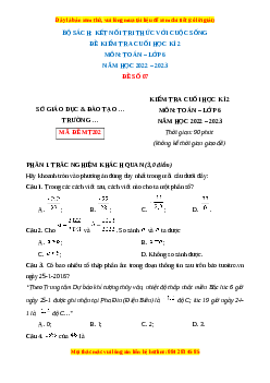 Đề thi cuối kì 2 Toán 6 Kết nối tri thức (Đề 7)