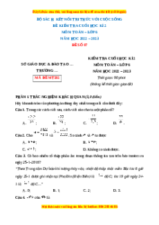 Đề thi cuối kì 2 Toán 6 Kết nối tri thức (Đề 7)