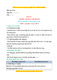 Giáo án Dài hơn, ngắn hơn Toán lớp 1 Kết nối tri thức