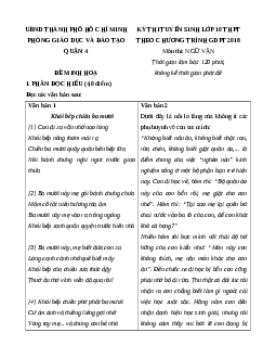 Đề minh họa thi vào lớp 10 Ngữ văn 2025 - Phòng GD Quận 4