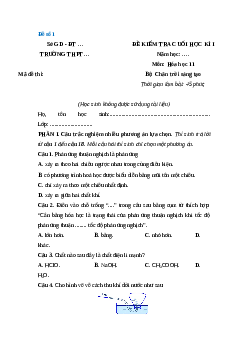 Đề thi Hóa học 11 Cuối kì 1 Chân trời sáng tạo cấu trúc mới 2025 (Đề 1)