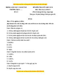 Đề thi giữa kì 2 KHTN 8 Cánh diều (song song) - Đề 1