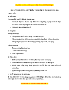 Giáo án Toán 8 Tọa độ của một điểm và đồ thị của hàm số Chân trời sáng tạo