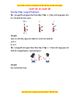 Giải Sgk Toán lớp 3 Bài 51: Nhiệt độ. Đo nhiệt độ (Chân trời sáng tạo)