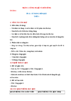 Giáo án Bài 2 Công nghệ lớp 3 Chân trời sáng tạo: Sử dụng đèn học