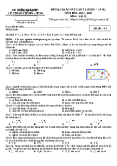 Đề thi thử tốt nghiệp Vật lí 2025 trường THPT Nguyễn Khuyến - Lê Thánh Tông