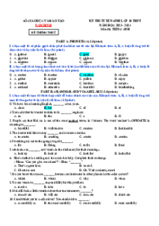 Đề thi vào 10 Tiếng Anh Tỉnh Nam Định năm 2023-2024