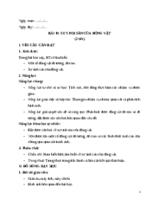 Giáo án Bài 15: Sự sinh sản của động vật Khoa học lớp 5 Chân trời sáng tạo