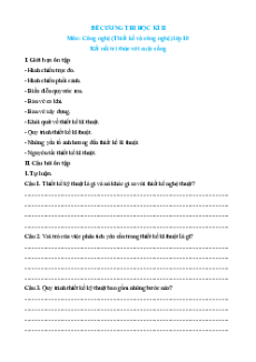 Đề cương ôn tập Cuối kì 2 Công nghệ Thiết kế 10 Kết nối tri thức