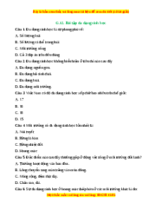 Trắc nghiệm Đa dạng sinh học KHTN 6 Cánh diều