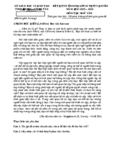Đề minh họa thi vào lớp 10 Ngữ văn 2025 - Phòng GD&ĐT Bà Rịa - Vũng Tàu (chuyên)