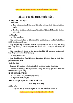 Giáo án Bài 7 Tin học lớp 4 Kết nối tri thức: Tạo bài trình chiếu