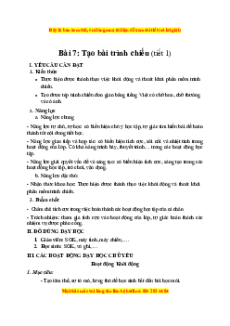 Giáo án Bài 7 Tin học lớp 4 Kết nối tri thức: Tạo bài trình chiếu