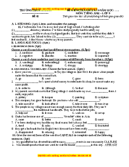 Đề thi giữa kì 1 Tiếng Anh 9 - Đề 2