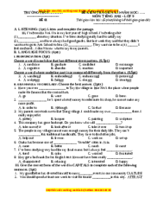 Đề thi giữa kì 1 Tiếng Anh 9 - Đề 2
