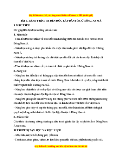 Giáo án Bài 6 Lịch sử 11 Cánh diều (2024): Hành trình đi đến độc lập dân tộc ở Đông Nam Á
