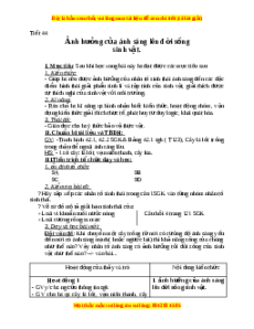Giáo án Ảnh hưởng của ánh sán lên đời sống sinh vật Sinh học 9