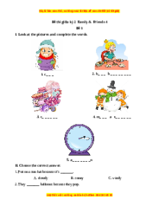 Đề thi giữa kì 2 Tiếng Anh lớp 4 Family and Friends (Đề 1)