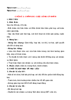 Giáo án HĐTN 6 Chân trời sáng tạo Chủ đề 2. Chăm sóc cuộc sống cá nhân