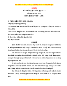 Đề thi giữa kì 2 Tiếng Việt lớp 4 Cánh diều (Đề 6)