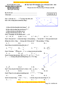 Đề thi thử tốt nghiệp Toán trường THPT Lý Thái Tổ - Bắc Ninh lần 1 năm 2024
