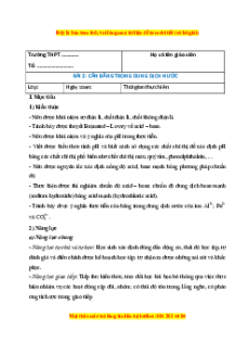 Giáo án Cân bằng trong dung dịch nước Hóa học 11 Kết nối tri thức