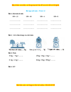 Bài tập cuối tuần Toán lớp 2 Tuần 13 Cánh diều (có lời giải)