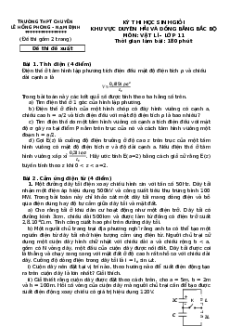 Đề thi HSG Vật Lí 11 Trường THPT Chuyên Lê Hồng Phong - Nam Định