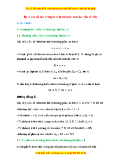 Lý thuyết Toán 10 Chân trời sáng tạo Bài 4: Các số đặc trưng đo mức độ phân tán của mẫu số liệu