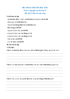 Đề cương ôn tập Giữa kì 2 Công nghệ cơ khí 11 Kết nối tri thức (có đáp án)