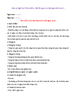 Giáo án Ôn tập và tự đánh giá cuối học kì 2 (2024) Cánh diều