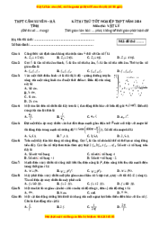 Đề thi thử tốt nghiệp Vật lí trường THPT Cẩm Xuyên - Hà Tĩnh lần 2 năm 2024