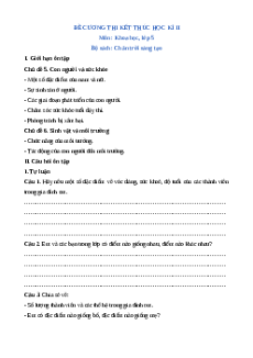 Đề cương ôn tập Cuối kì 2 Khoa học lớp 5 Chân trời sáng tạo