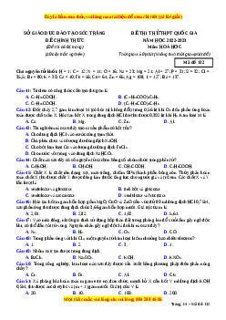 Đề thi thử Hóa học Sở Sóc Trăng năm 2023